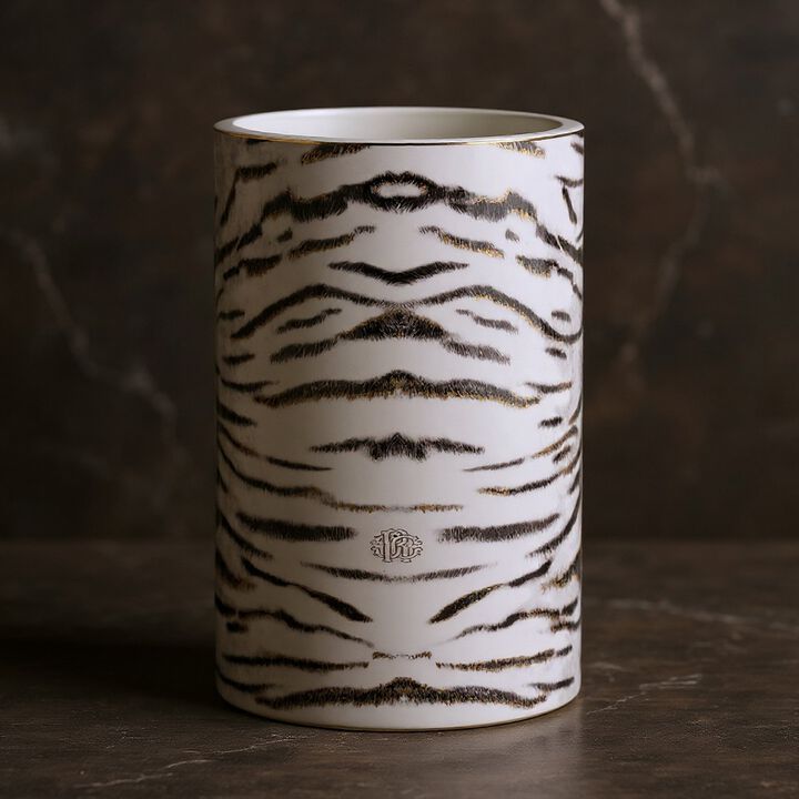 High Vase TIGER   diam. 6.3", H 14"