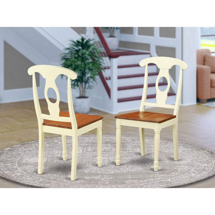East West Furniture Napoleon  styled  chair  with  Wood  seat,  Set  of  2