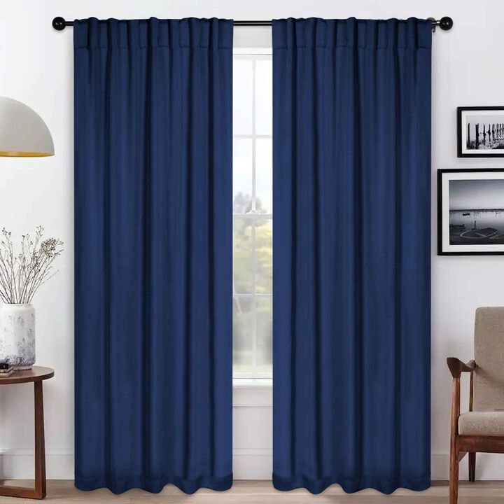 Blackout Window Curtains Set of 2 Solid Room Darkening Back Tab Panels