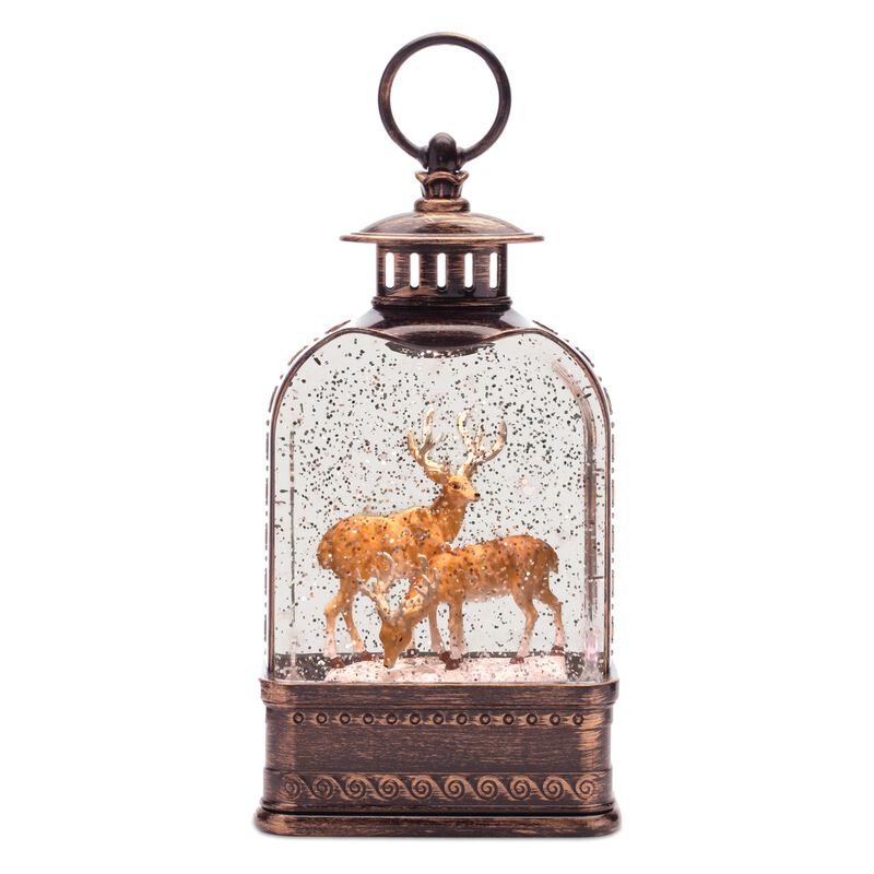 Romantic Deer Couple Snow Globe with LED Lights – Winter Wildlife Scene for Holiday Home Décor