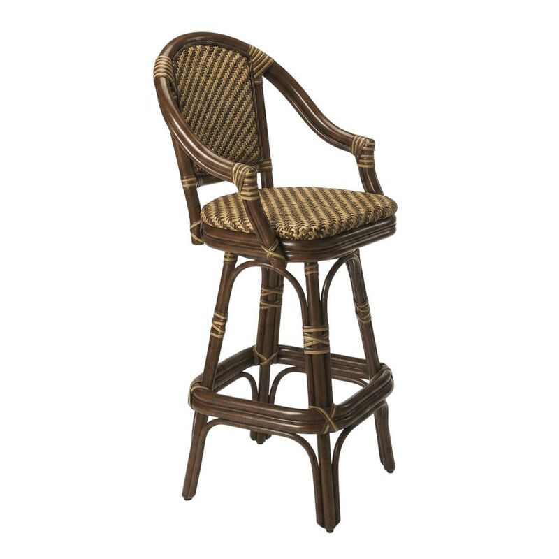 Starlight Canyon Home Rattan Bar Stool with Full Back, Transitional Counter Stool for Kitchen image number 4