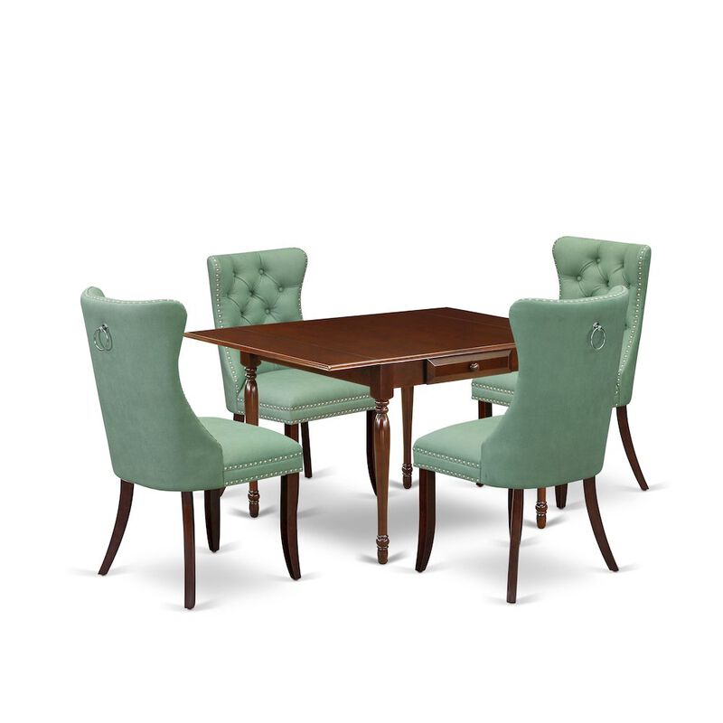 5 Piece Dinette Set Contains a Rectangle Dining Table with Dropleaf