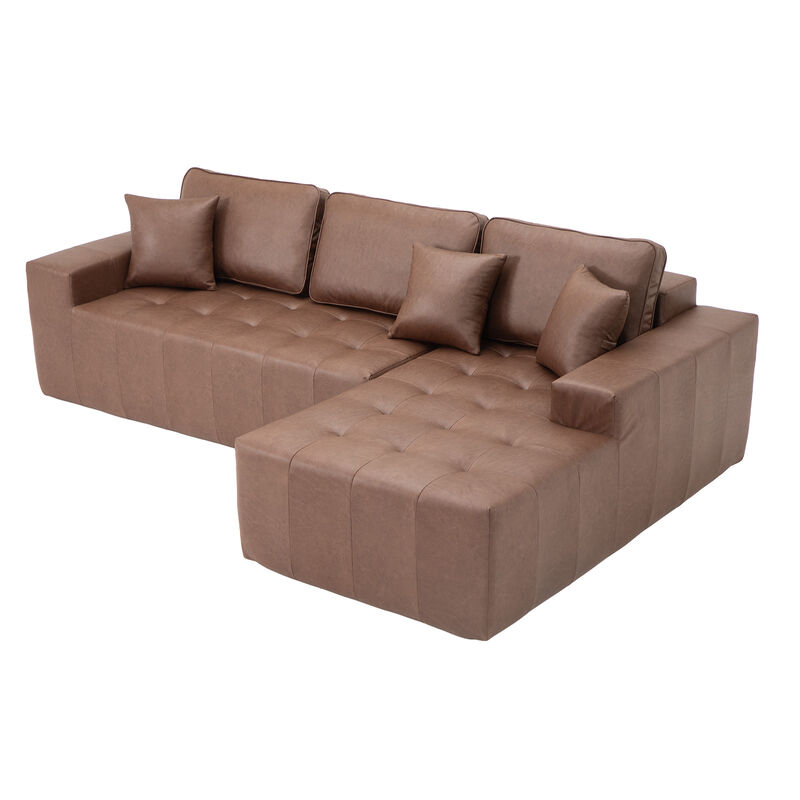 Kipur Faux Leather L-Shaped Sectional Couch image number 4