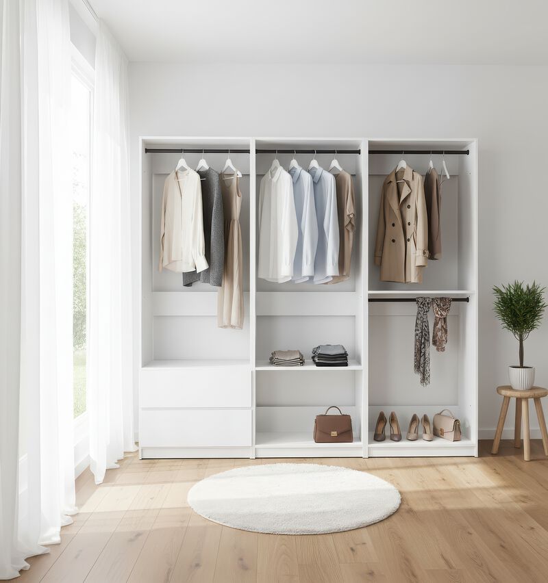 Prosper White Freestanding Walk in Wood Closet System