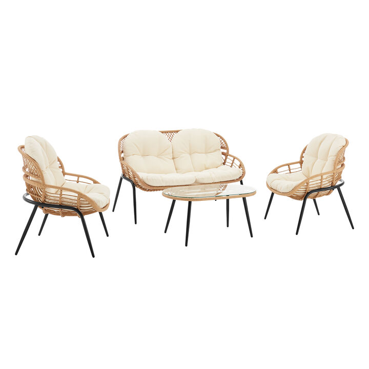 Pine Cream 4-Piece Patio Set