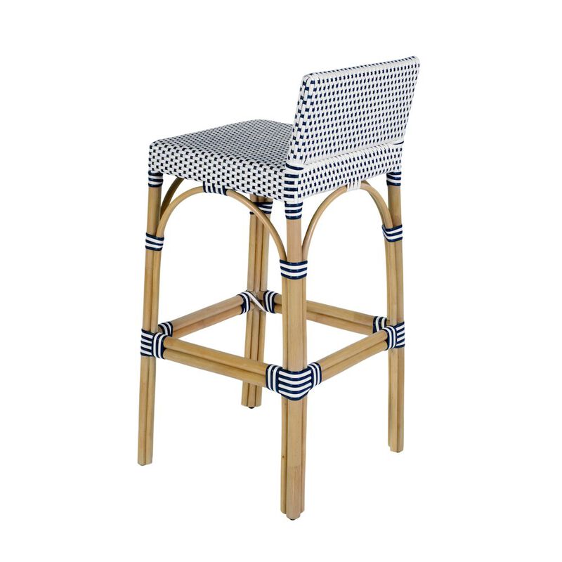 Butler Specialty Serienna 30 in. Seat Height Rectangular Rattan Low Back Bar Stool White and Gray image number 5