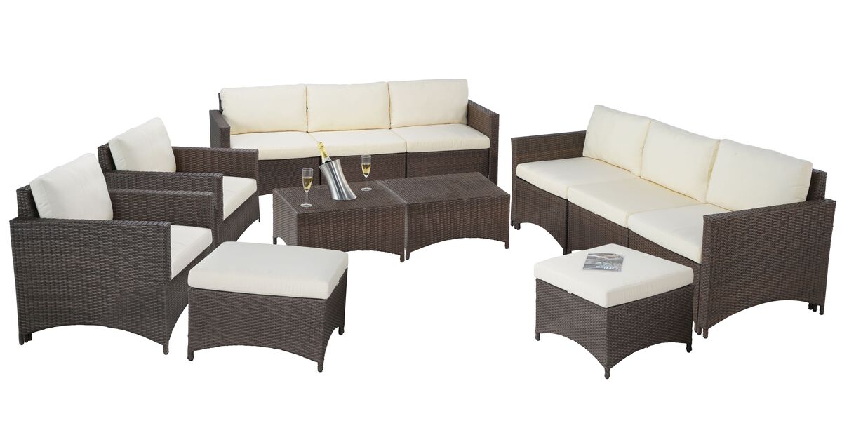 Studio Shine Collection sofa 3-seater, 2 Arm Chairs, 2 Ottoman and 2 Coffee Tables