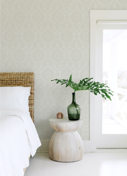 Helm Damask White Floral Medallion Wallpaper (Set of 2)