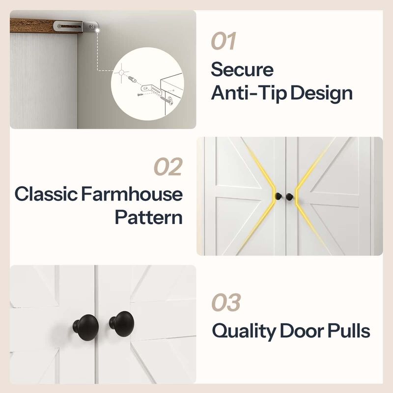 Farmhouse Shoe Storage Cabinet with Hidden Space and Adjustable Shelf-White image number 5