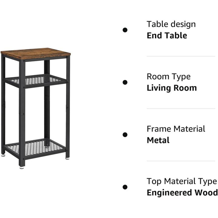 Side Table with 2-Tier Mesh Shelves – End Telephone Table Design