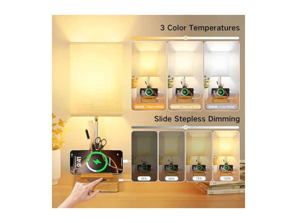 Rechargeable Cordless Touch Control Bedside Lamp For Office Bedside 8000mAh