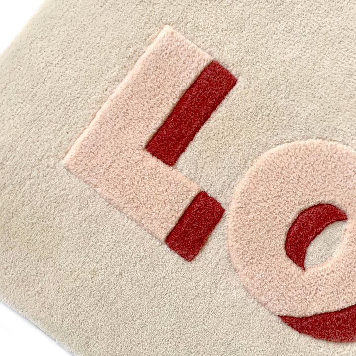 Rug LOVE Cream / Red Print 3.3 x 1.6ft