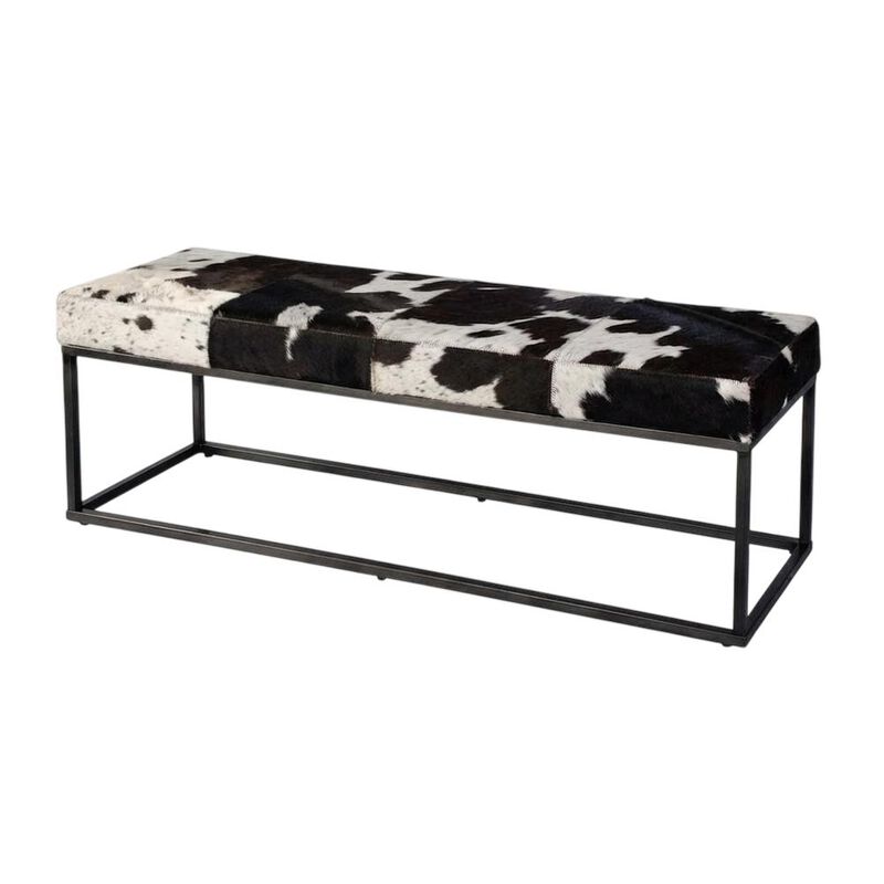 Butler Specialty Stinson 54 in. W Hair on Hide and Iron Accent Bench image number 0