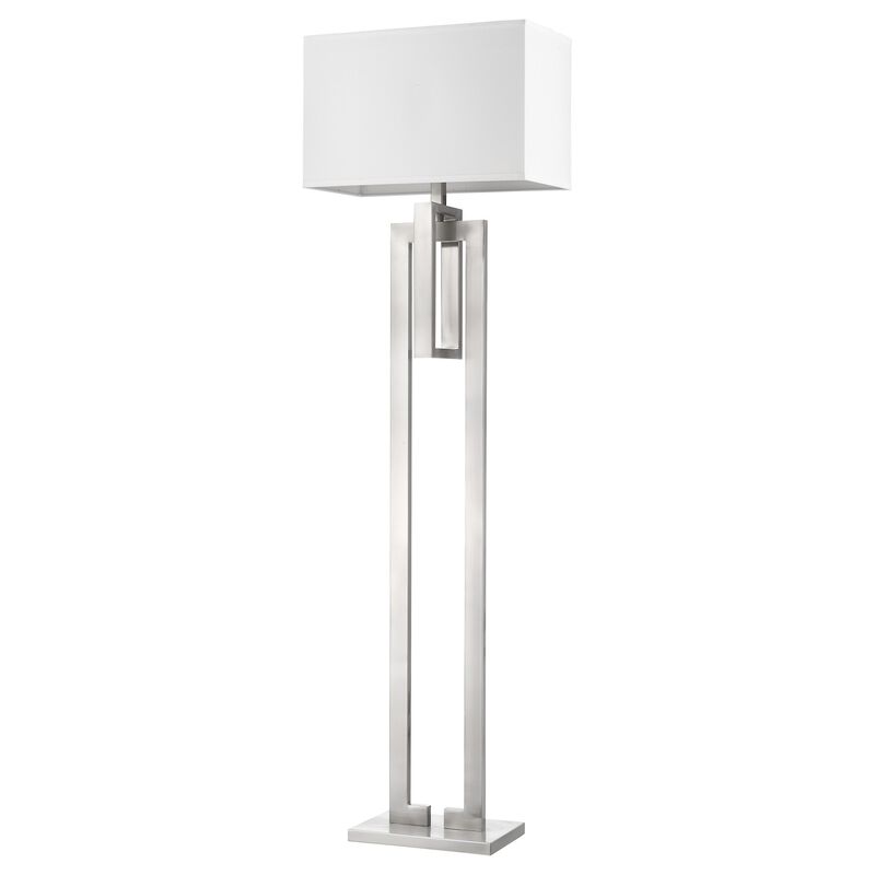 Hivvago 64" Nickel Traditional Shaped Floor Lamp With White Rectangular Shade