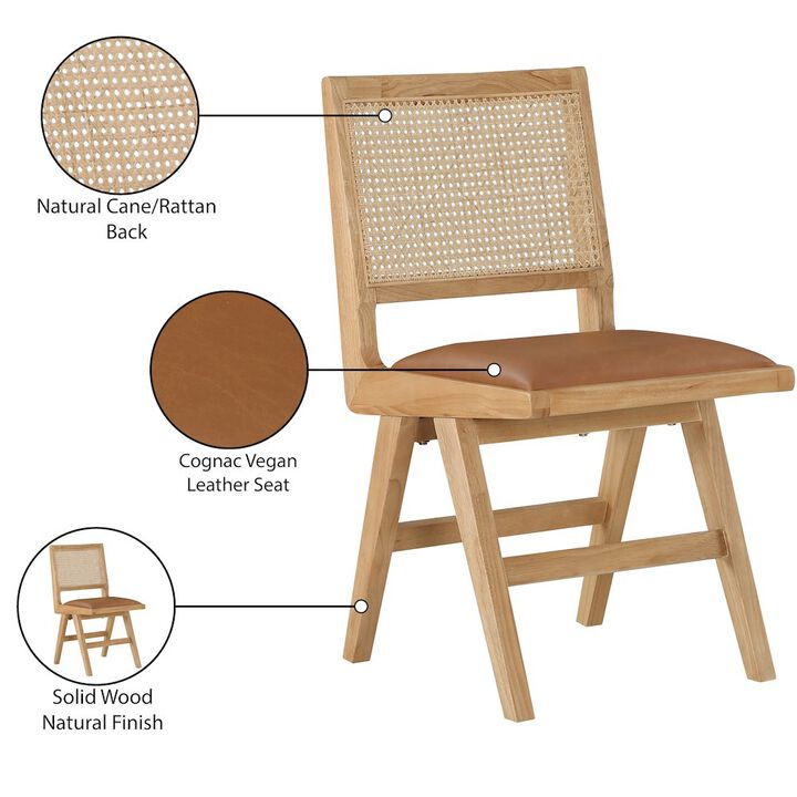 Meridian Furniture Abby Cognac Vegan Leather Dining Side Chair, Set of 2