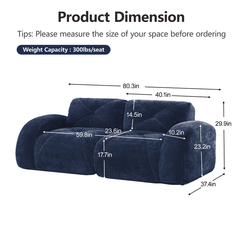 Merax 2-Seater Tufted Sofa Couches with boneless Loveseats Soft Velvet Fabric image number 6