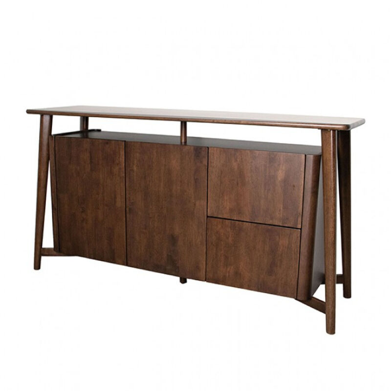 Ziva Sideboard Buffet Console, 2 Drawers and Doors, Brown Wood 67 Inch