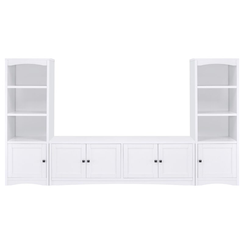 Donna 3pc TV Stand Wall Unit with 2 Media Towers, White, 78 Inch - Benzara
