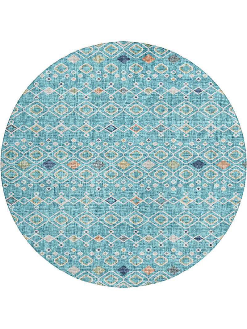 Portico PO4 Teal 8' Round Rug