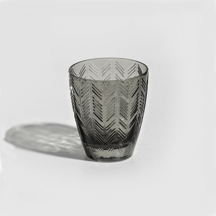 Wine Glasses ZIG ZAG GLASS Grey Set of 6, diam. 3.23", H 3.74"
