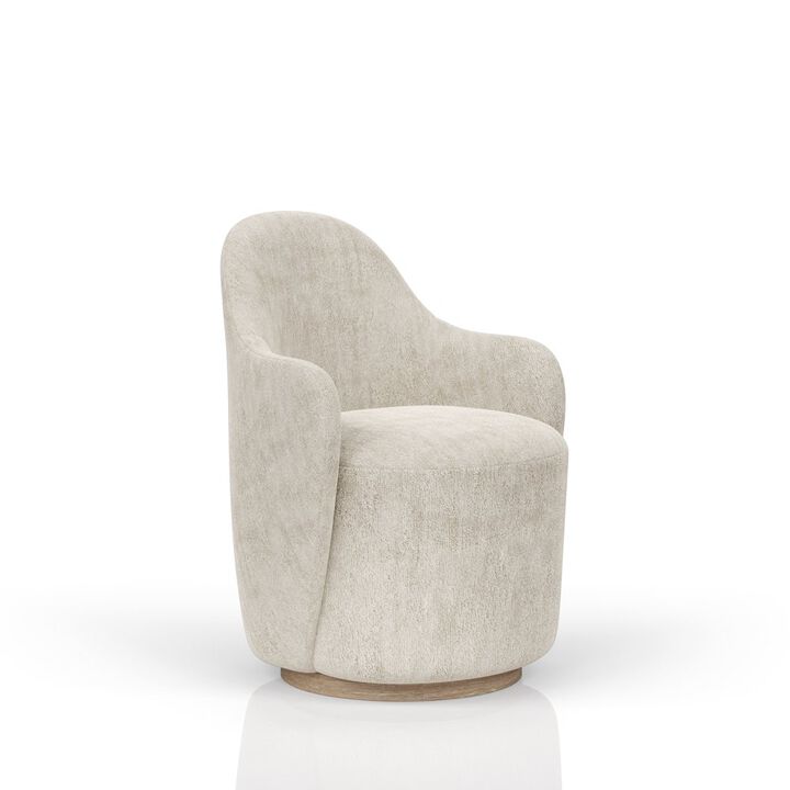 I Home Furnishings Elements Barrel Chair - Ivory In Cocoa Finish