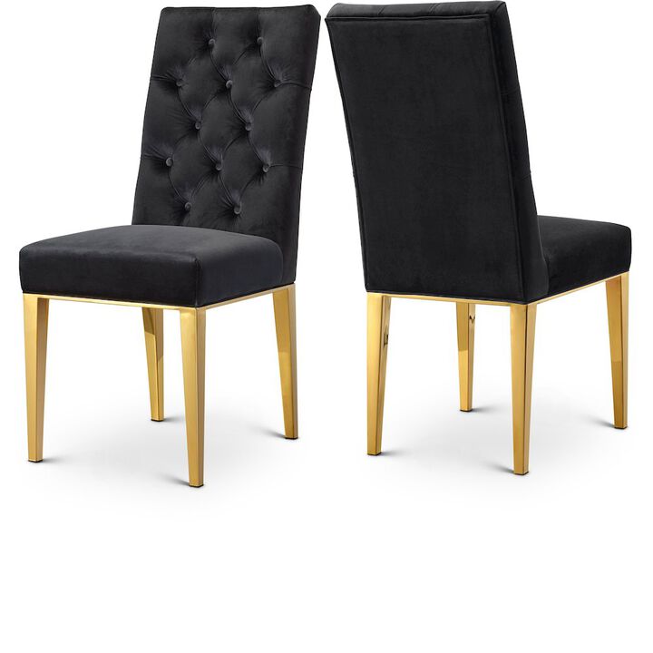 Meridian Furniture Capri Black Velvet Dining Chair, Set of 2