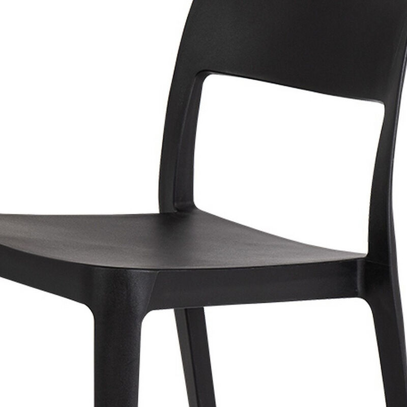 HomeRoots Set of Two Black Heavy Duty Plastic Outdoor Stacking Accent Chairs image number 2