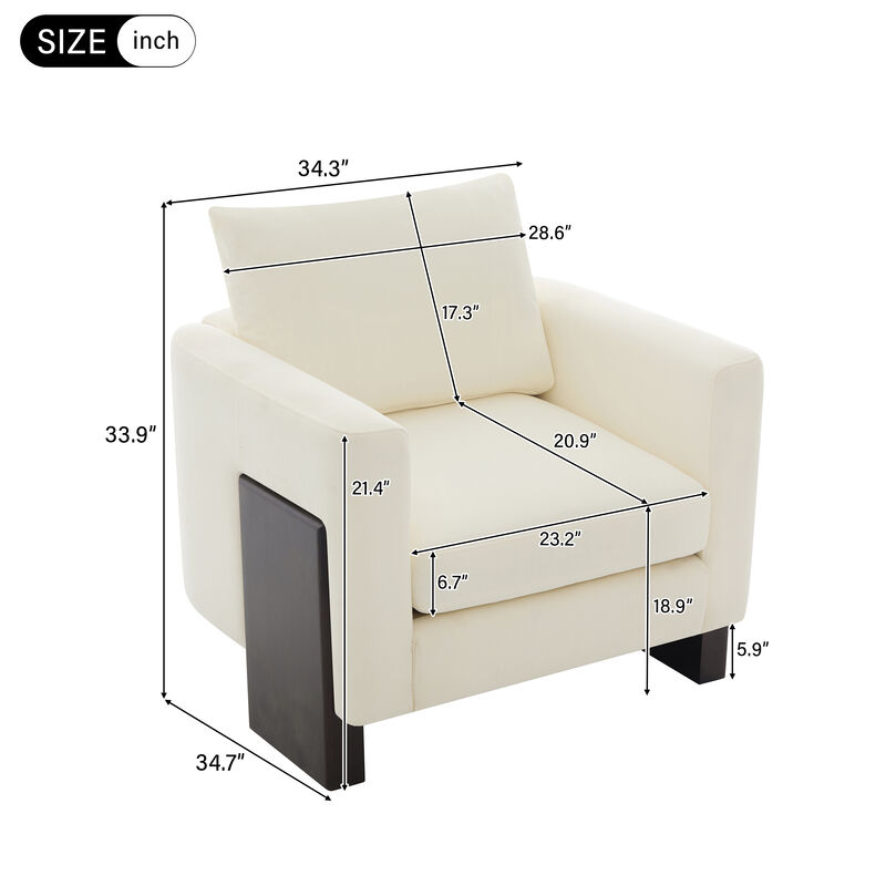 Merax Elegant PU Upholstered Club Accent Chair with Integrated Architectural Armrests image number 3