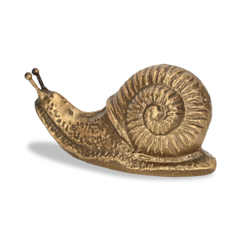 HomeRoots 3" Antiqued Gold Cast Iron Snail Figurine image number 3