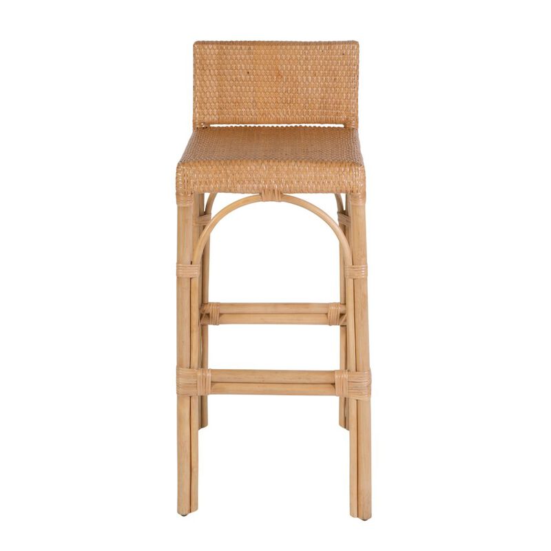 Butler Specialty Serienna 30 in. Seat Height Rectangular Rattan Low Back Bar Stool White and Gray image number 3