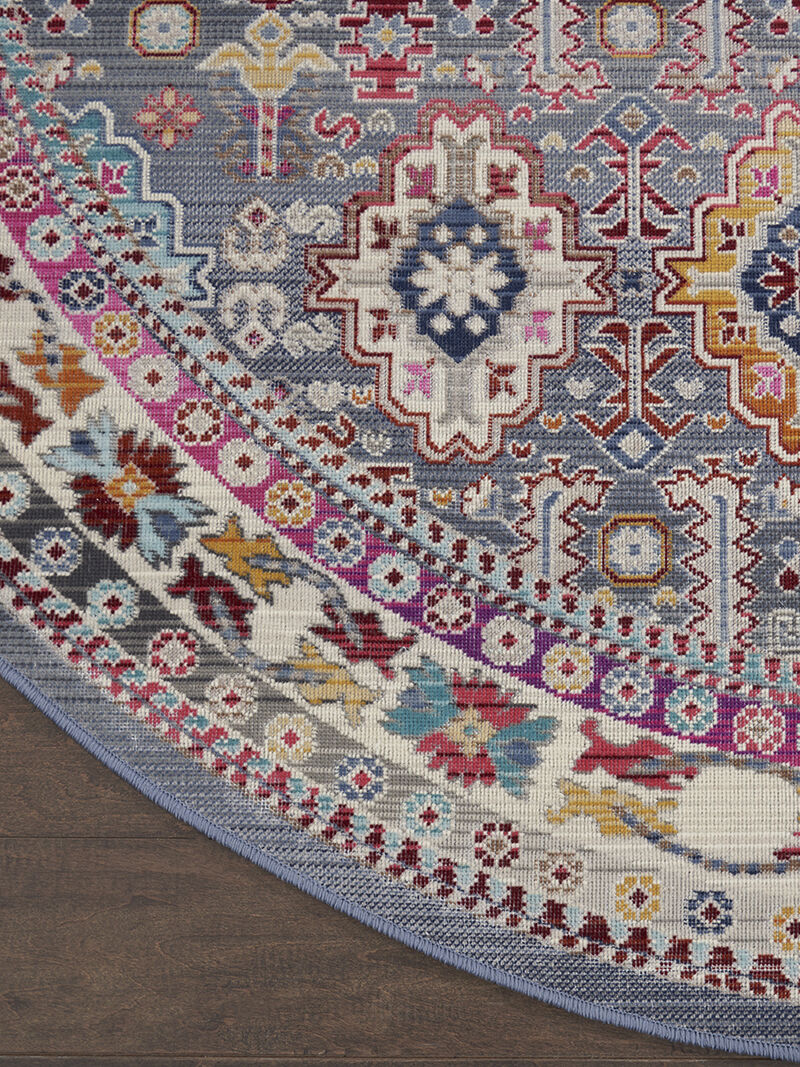 Vintage Kashan VKA05 Gray/Multicolor 6' x Round Rug