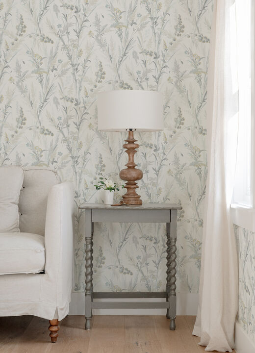 Hillaire Light Blue Meadow Wallpaper