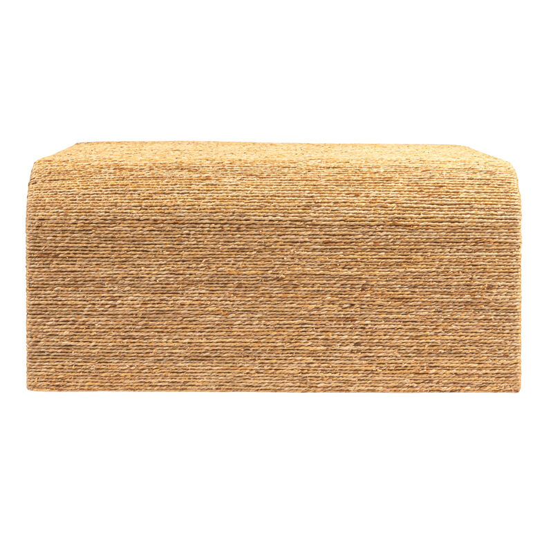 Woven Water Hyacinth & Acacia Wood Coffee Table with Waterfall Edge, Small image number 4
