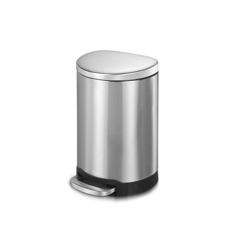 1.6 Gallon Step-On Stainless Steel Wastebasket with Lid