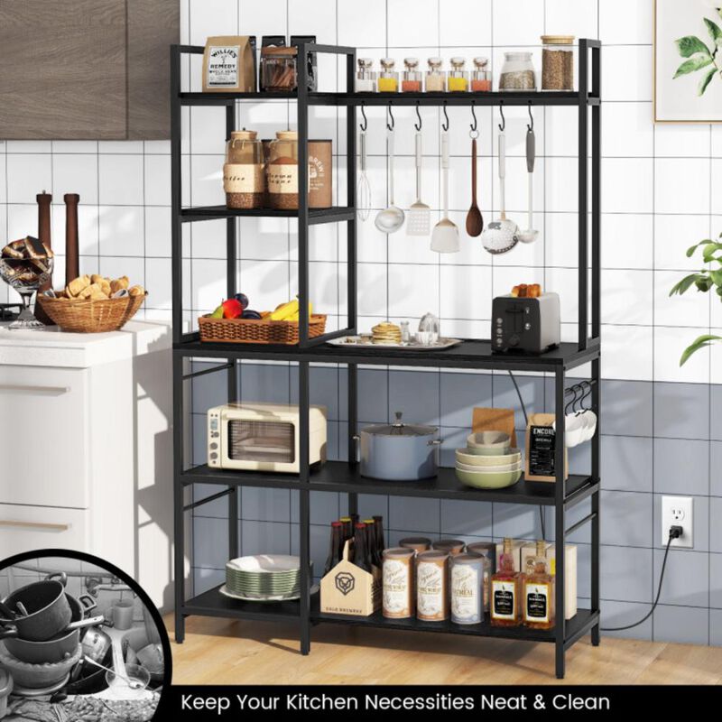 Hivvago 5-Tier Bakers Rack with Power Outlets and 10 S-Shaped Hooks