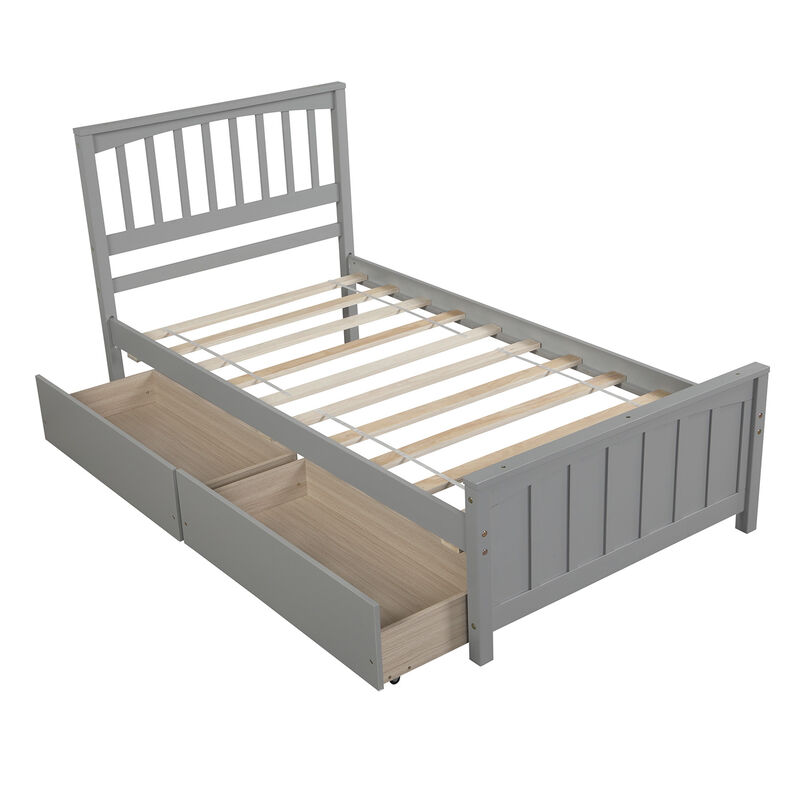 Whisen Elegant Design Twin Size Platform Bed with Two Drawers