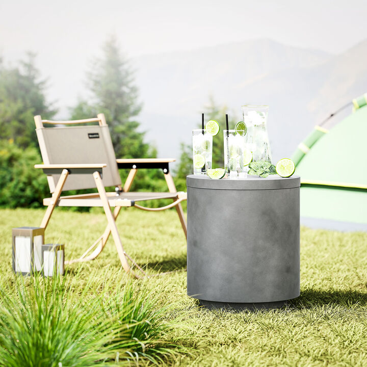 Hivvago 2.6 Gal Concrete Cooler Bar Table with Ice Bucket and Storage