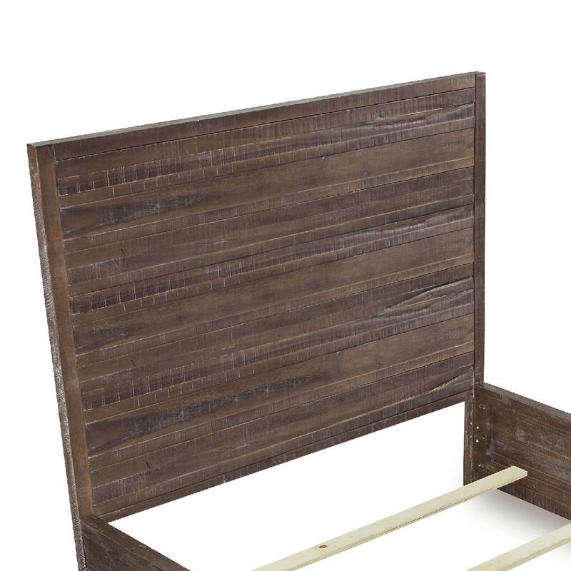 Cas Sengon Tekik Low Profile Panel California King Bed, Rough Hewn, Brown