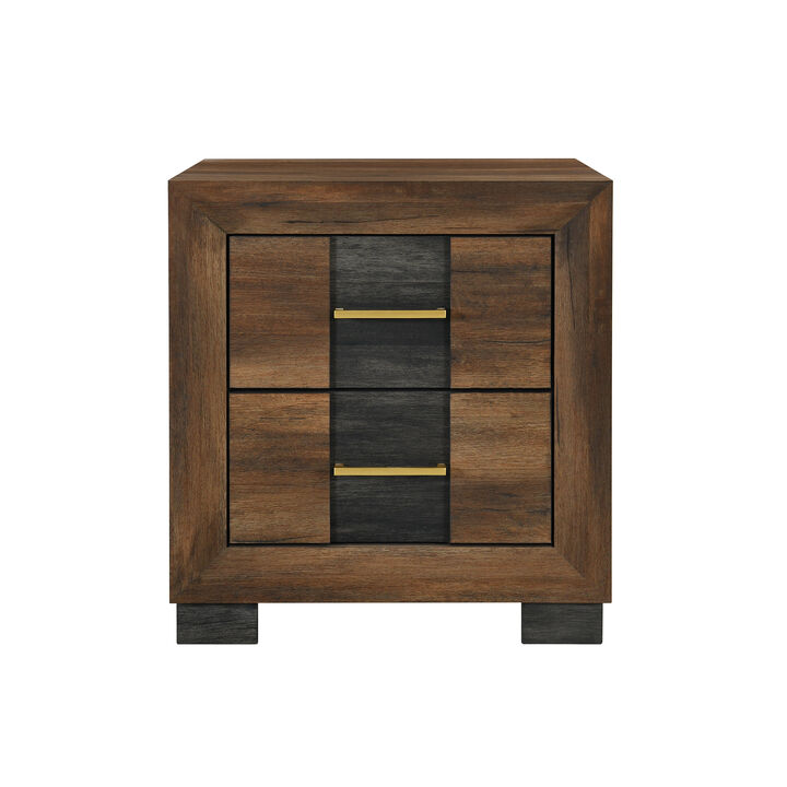 Optimus Brown Black Modern Nightstand