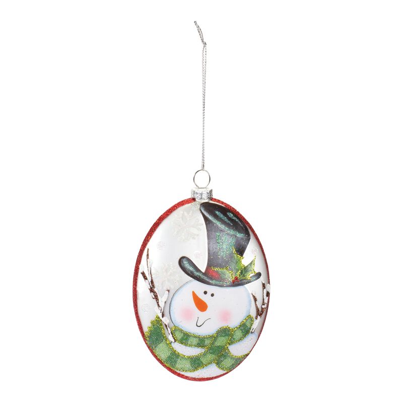 Glass Snowman Disc Ornament (Set of 12) – Decorative Snowman Ornaments for Christmas Tree and Seasonal Decor