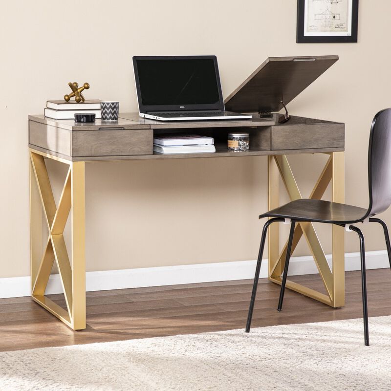 Modern Writing Desk Featuring Two Storage Drawers for Organized Workspace image number 7