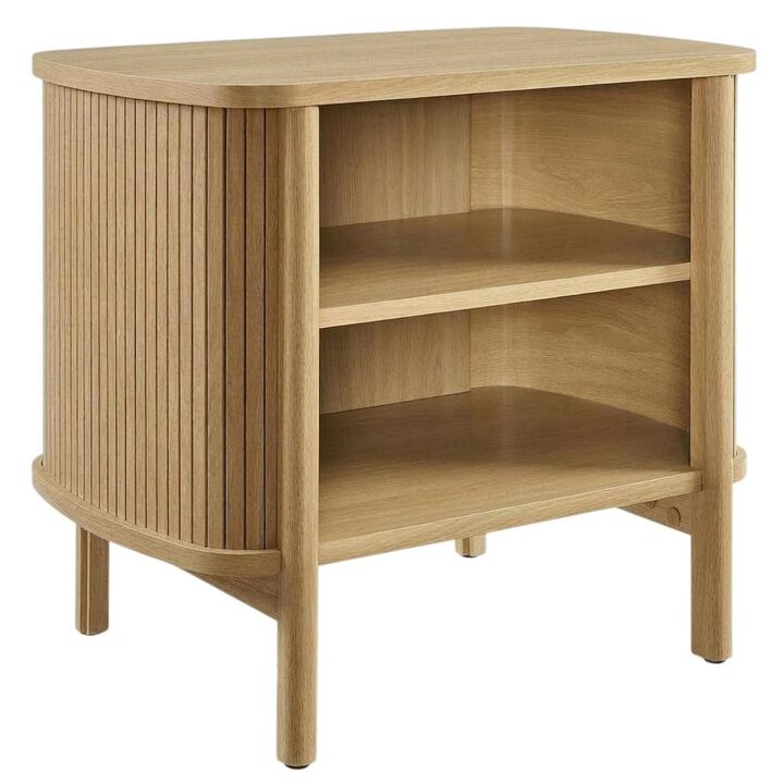Nightstand with Open Storage in Black, for Bedroom Living Space