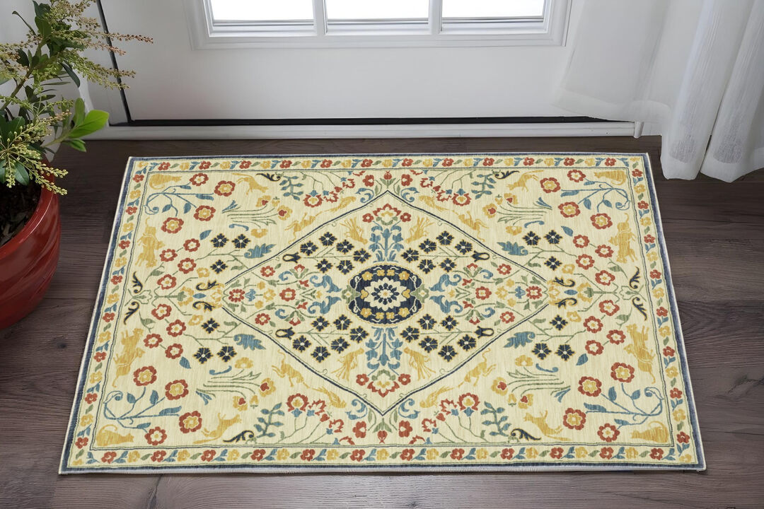 HomeRoots And Burnt Oriental Area Rug With Fringe