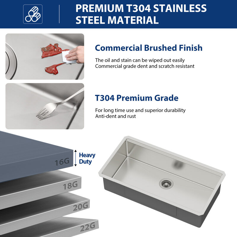 36 in. Undermount Single Bowl 16-Gauge Stainless Steel Workstation Kitchen Sink with Bottom Grid and Strainer image number 3