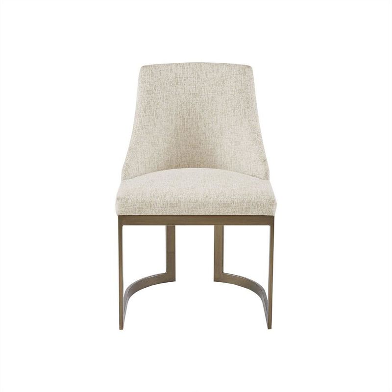 Starlight Canyon Home Set of 2 Beige Dining Chairs with Metal Frame and Upholstered Seat