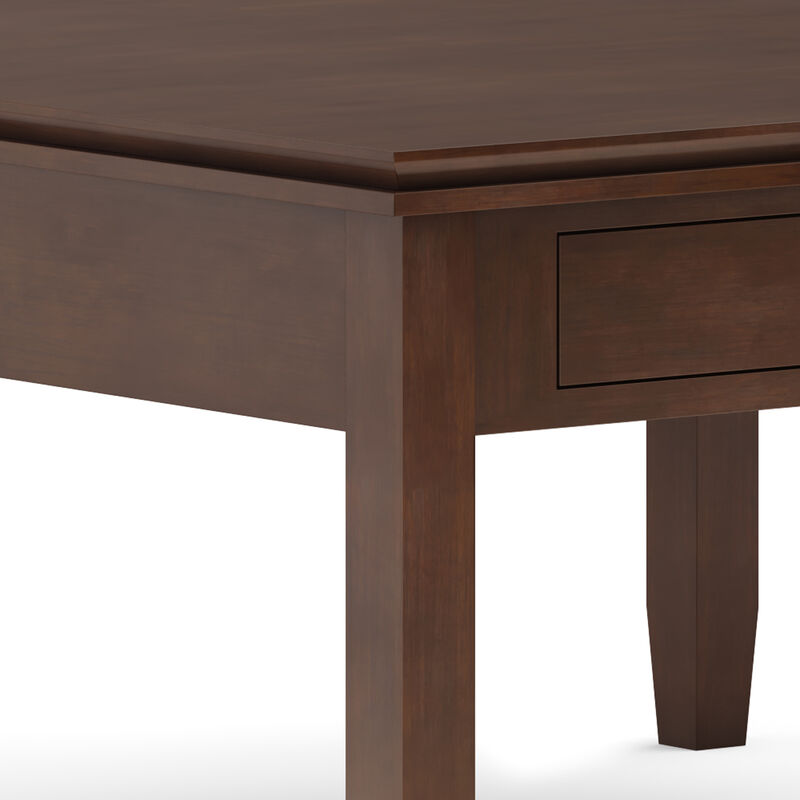 Artisan SOLID WOOD 36 inch Wide Square Transitional Square Coffee Table in Russet Brown