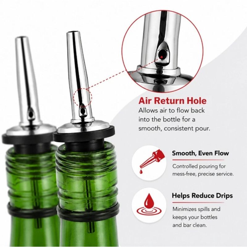 Pack of 5 Stainless Steel Speed Pourer Spouts Set image number 2