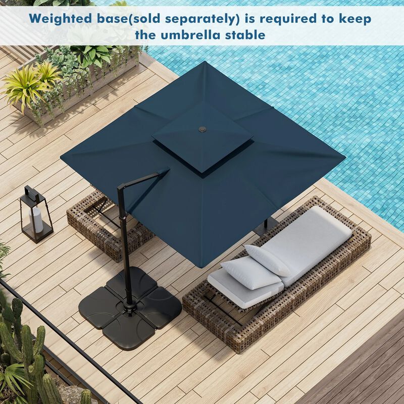 Mondawe 9.5 Feet Cantilever Patio Umbrella with 360&deg; Rotation and Double Top