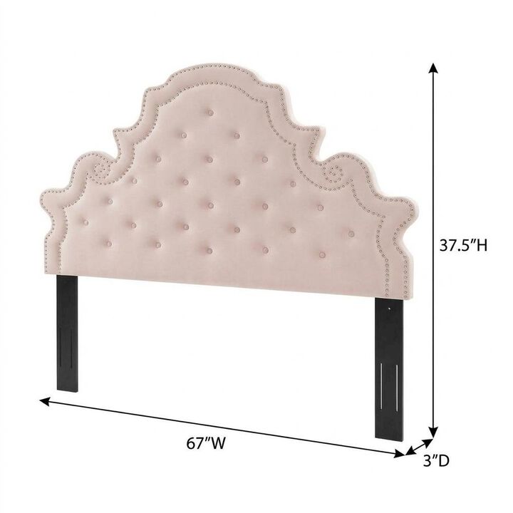Pink Tufted Velvet Full/Queen Headboard with Plush Upholstery and Durable Frame