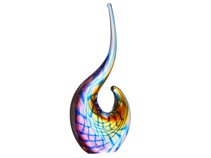 Hand Blown Abstract Peacock Sommerso Art Glass Sculpture